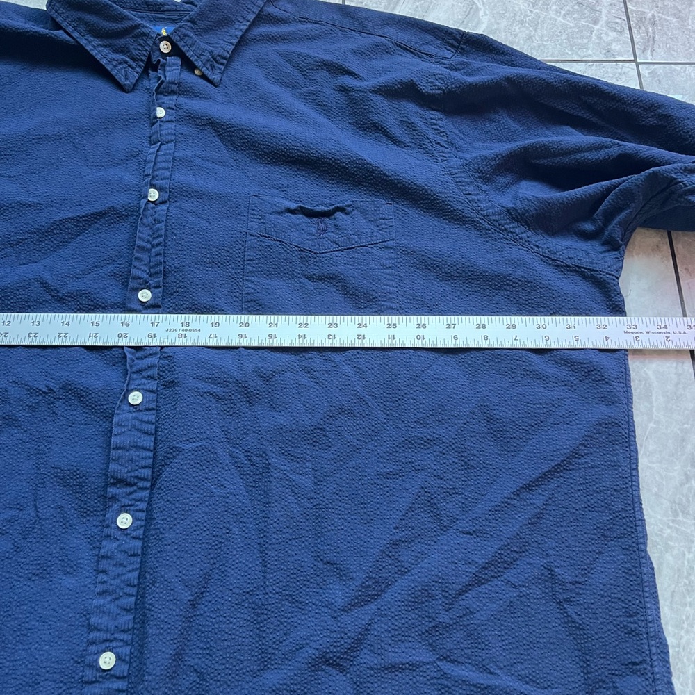 Polo Ralph Lauren Mens Navy Seersucker ShortSleeve Embroidered Pony ButtonUp4XLT - Picture 6 of 8